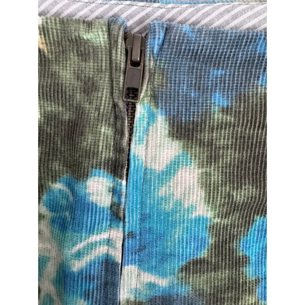 Anthropologie Womens Floral Corduroy Pencil Skirt Size 2 Green & Blue Vtg Style - Picture 2 of 11
